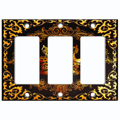 Patterned 3 - Gang Rocker Standard Wall Plate