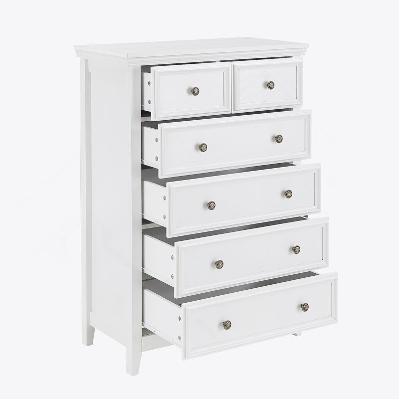 Commode Mid-Century moderne en bois avec 6 tiroirs spacieux et anti-basculement, pour un rangement organisé et une décoration intérieure élégante.