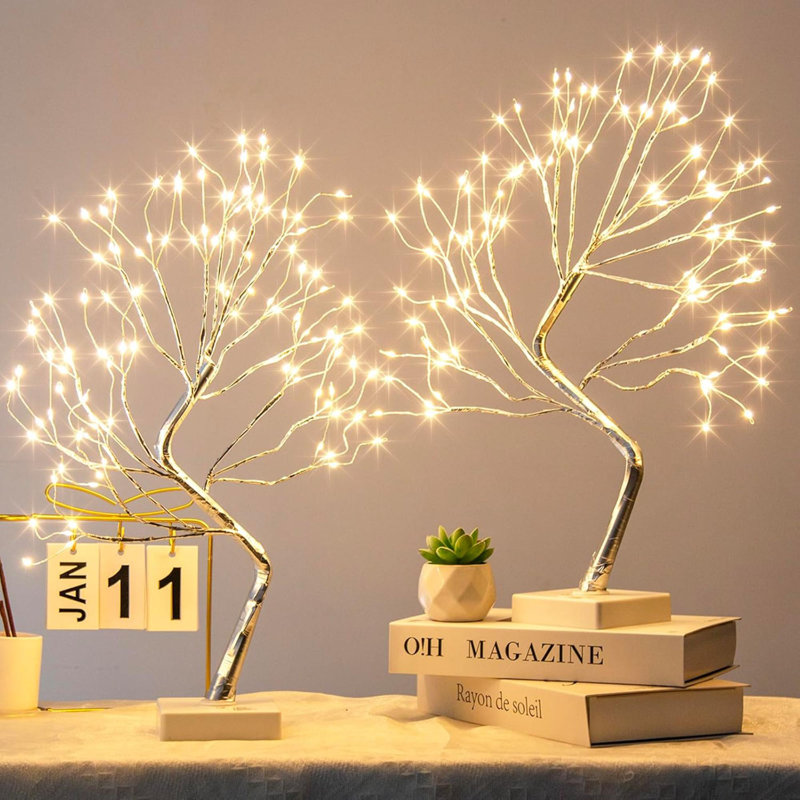 Fairy Light Spirit Tree, 2PK Bonsai Tree Light, 108 LED Warm White Fairy Light Tree For Room Decor, Artificial Tree With 9 Modes & Timer For Christmas Decorations Indoor Home Decor