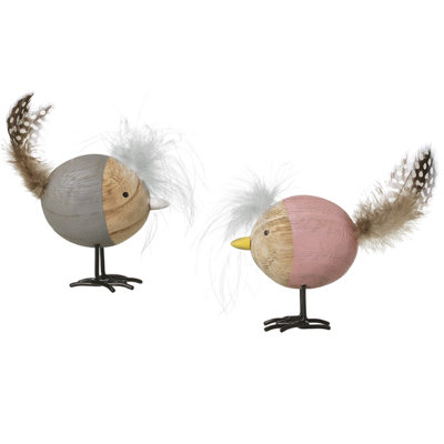 Fluffy Wooden Birds Mix 2