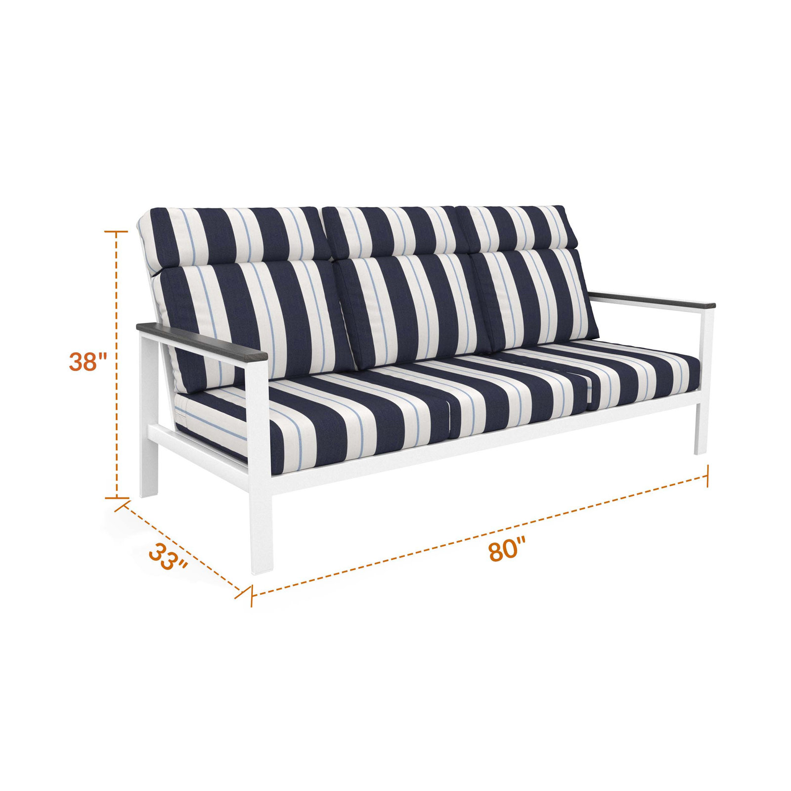 Townsend 80" Sunbrella® Patio Sofa, Striped, Relate Harbor