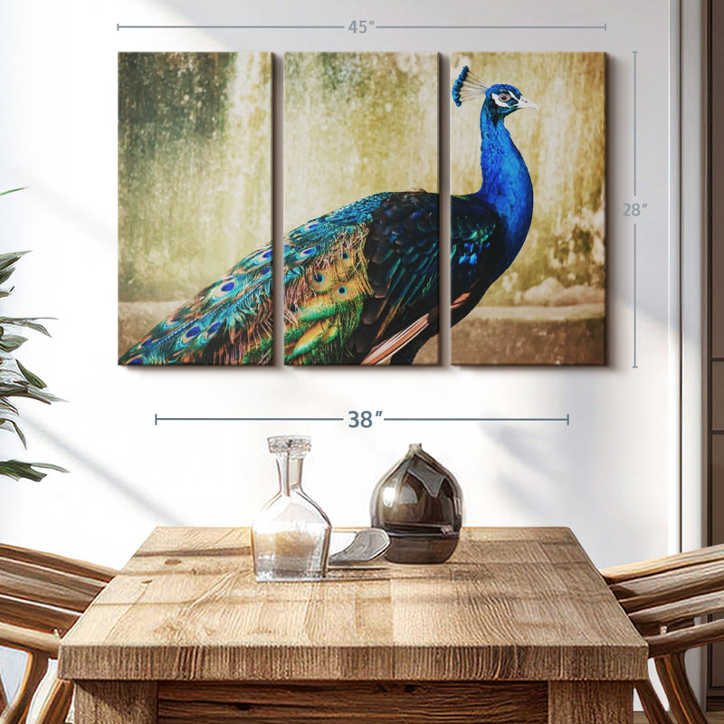 «Peacock Blue Wall Art» sur toile, H 28 po x l 45 po x P 1,25 po