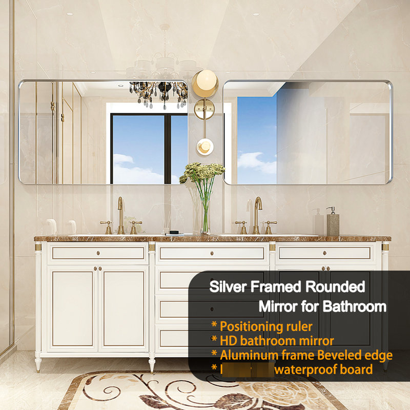 Miroir mural de salle de bain 36x30inch - cadre en métal, reflet transparent, non