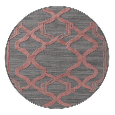 Machine Washable Trellis Gray Area Rug