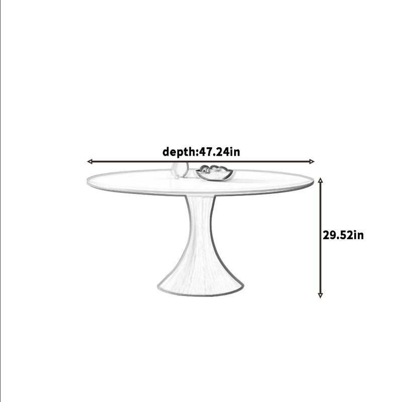 Table ronde en bois massif de style nordique, H 29,52 po x L 47,24 po x l 47,24 po
