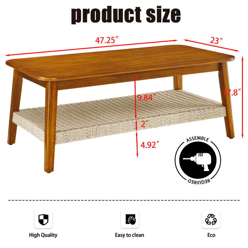 Table basse avec rangement en bois Farmhouse