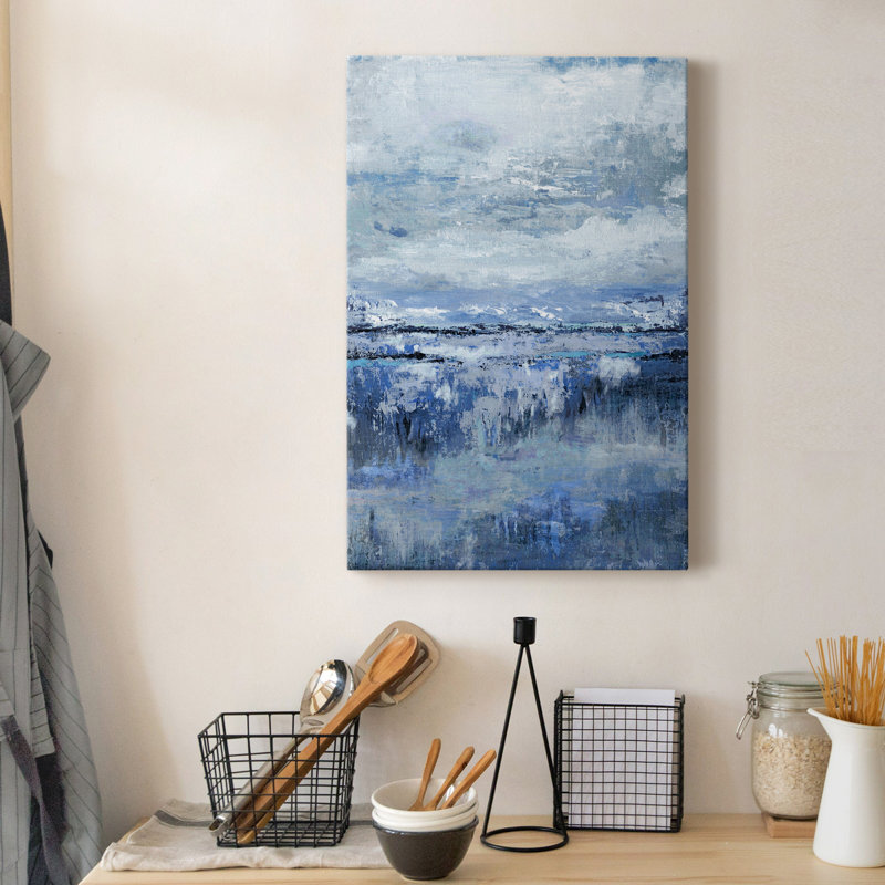 Indigo côtier - peinture sur toile tendue, H 27 po x l 18 po x P 1 po