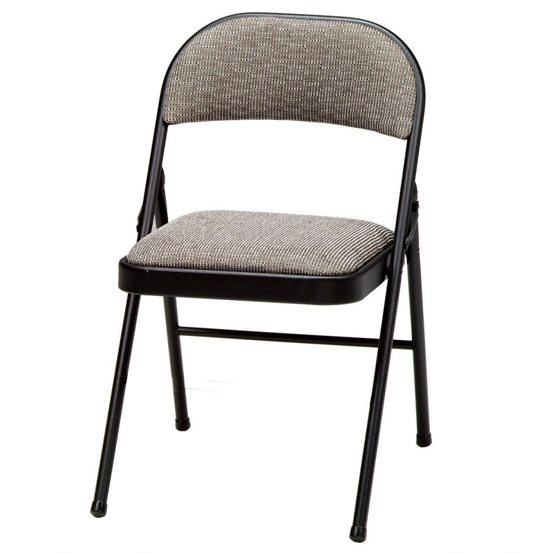 Hershel Sudden Comfort Deluxe Portable Metal Fabric Padded Folding Chair for Home, Outdoor, and Office, Black