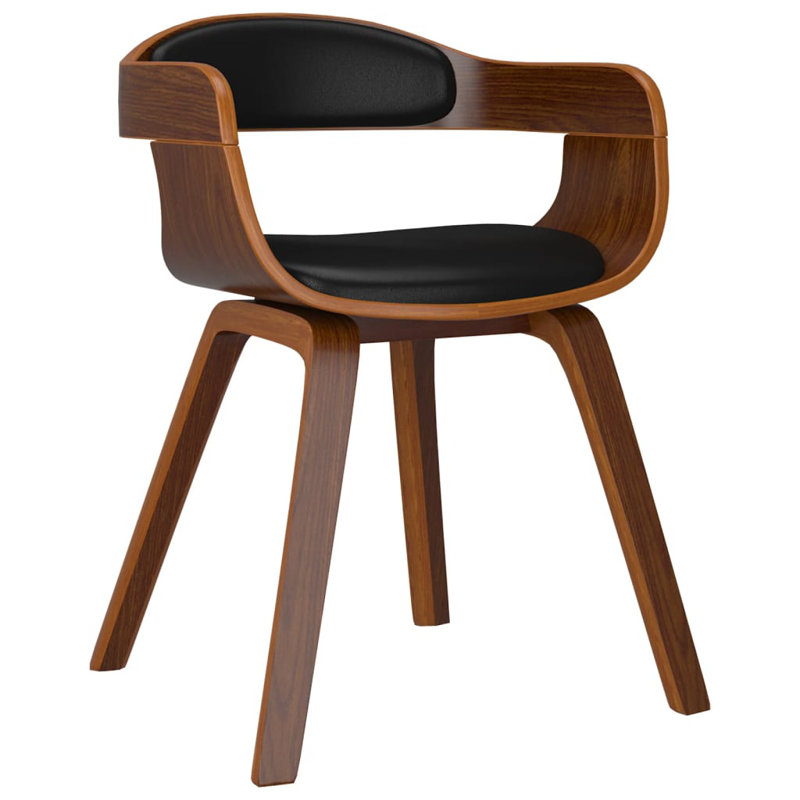  Ensemble de 6 chaises de salle à manger en simili cuir noir et naturel, bois cintré, 6, Noir/naturel
