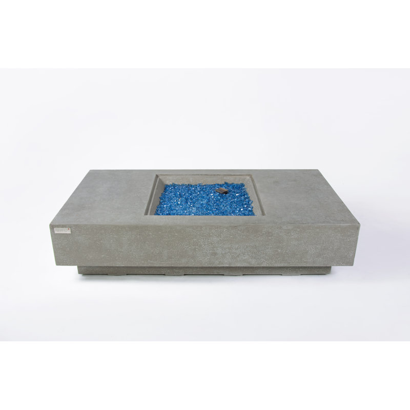 Montecarlo 60" Light Grey Concrete Fire Table 60,000 BTU - Includes Fire Glass, Lid & PVC Cover, Propane
