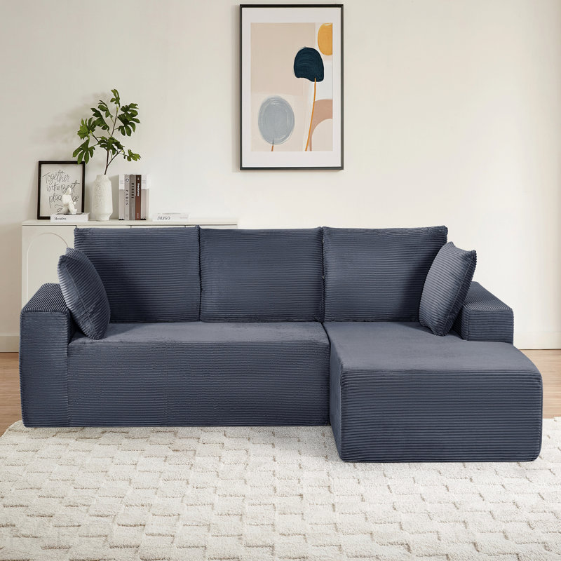 Canapé modulaire convertible Cozyform en velours côtelé doux, canapé confortable moderne avec rembourrage en mousse, canapé-lit modulaire confortable pour le salon, la chambre à coucher, aucun assemblage requis, gris foncé - orienté vers la droite