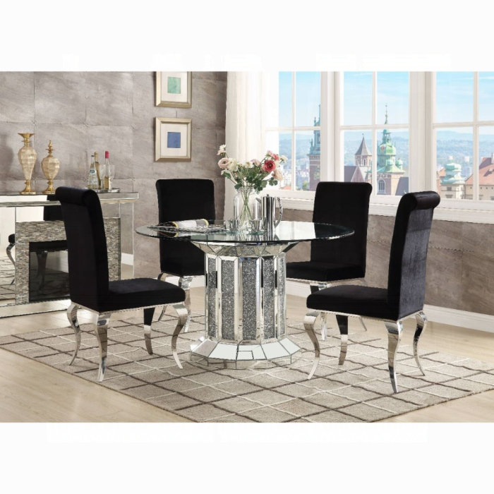 Table de salle à manger ACME Noralie, miroir et faux diamants