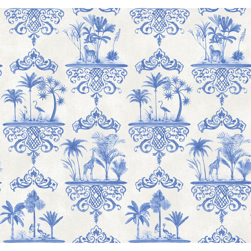 Rousseau Toile Wallpaper Roll, Cobalt Blue