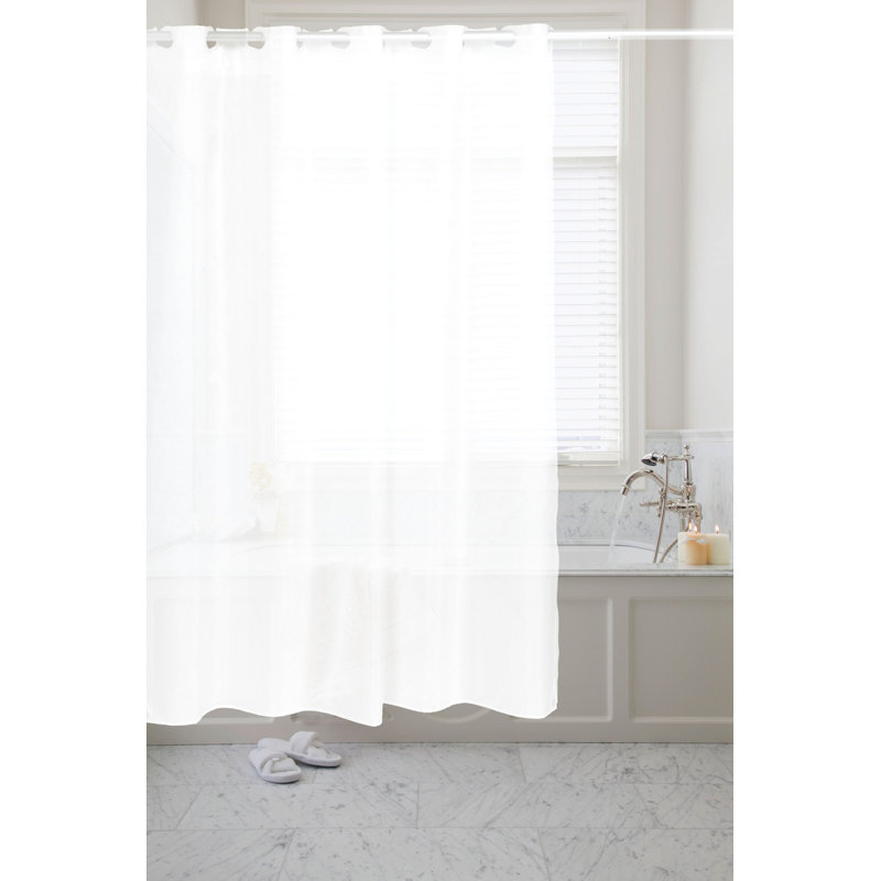 Cyra Shower Curtain with Hooks Included, White