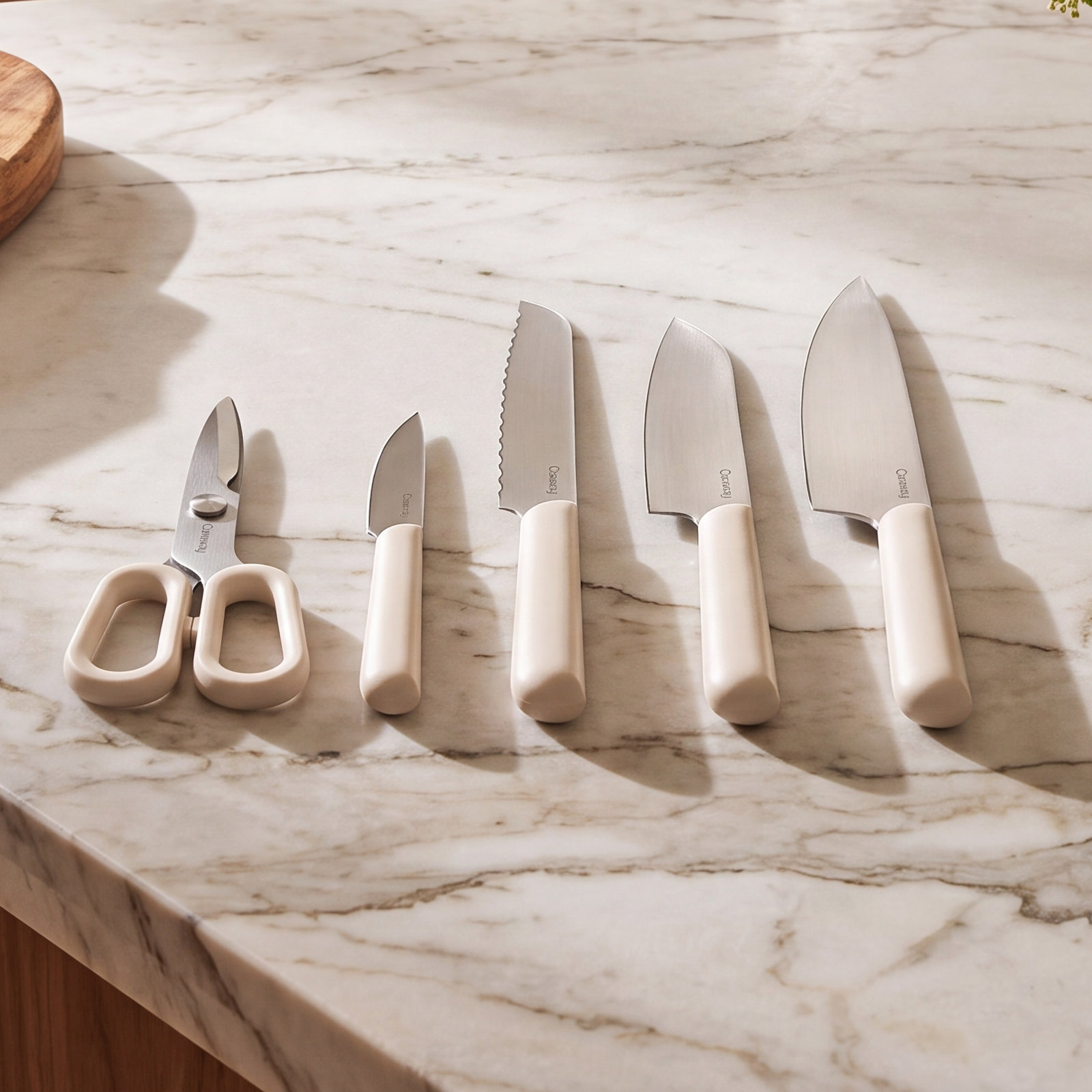 Caraway 5-Piece Knife Set, Cream