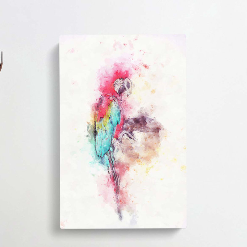 Scarlet Macaw Parrot In Abstract - Wrapped Canvas, 50cm H x 35cm W x 3cm D