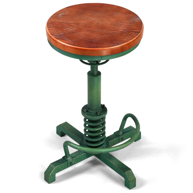 Tabouret pivotant en bois massif Jaitun, Vert antique
