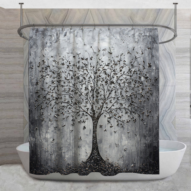 Rideau de douche Silver Tree, H 73 po x l 70 po