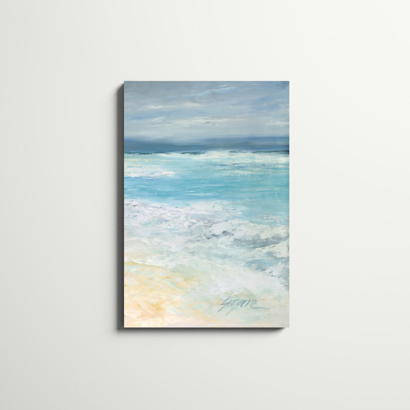«Storm at Sea II», peinture sur toile, H 36 po x l 24 po, Reproduction avec cadre noyer, Oui
