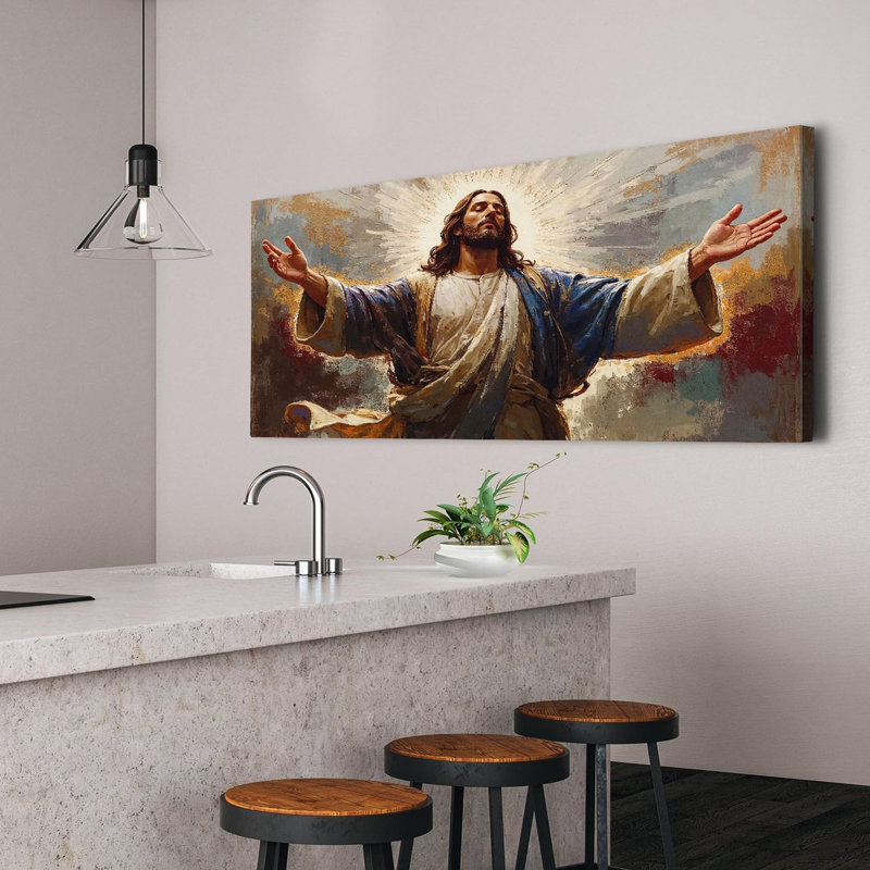 Art mural rétro de Jésus, décoration murale de salon, décorations pour la maison rustique, impression sur toile, affiche de peinture de Jésus