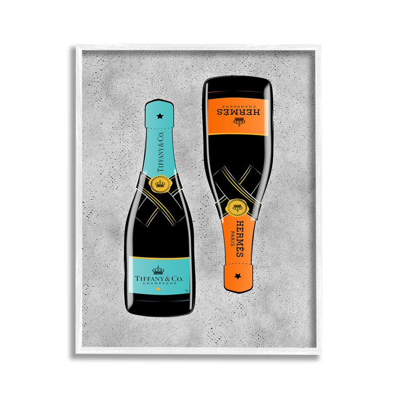 ChicGlamChampagneGicleeArtbyMartinaPavlova, Giclée encadrée blanc bord de mer, H 14 po x l 11 po