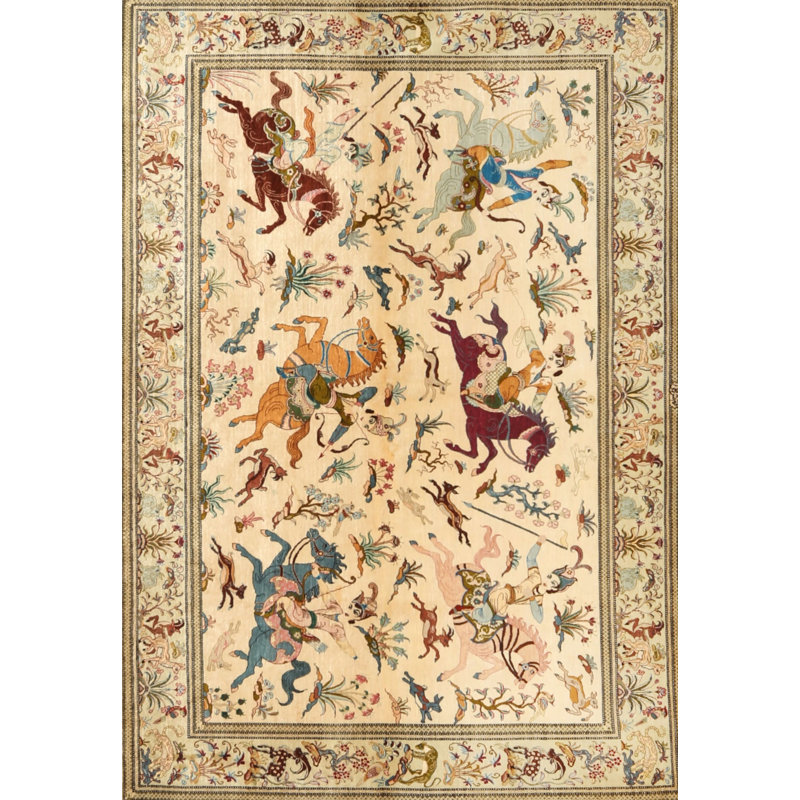 Tapis beige en laine touffeté à la main Deiondre