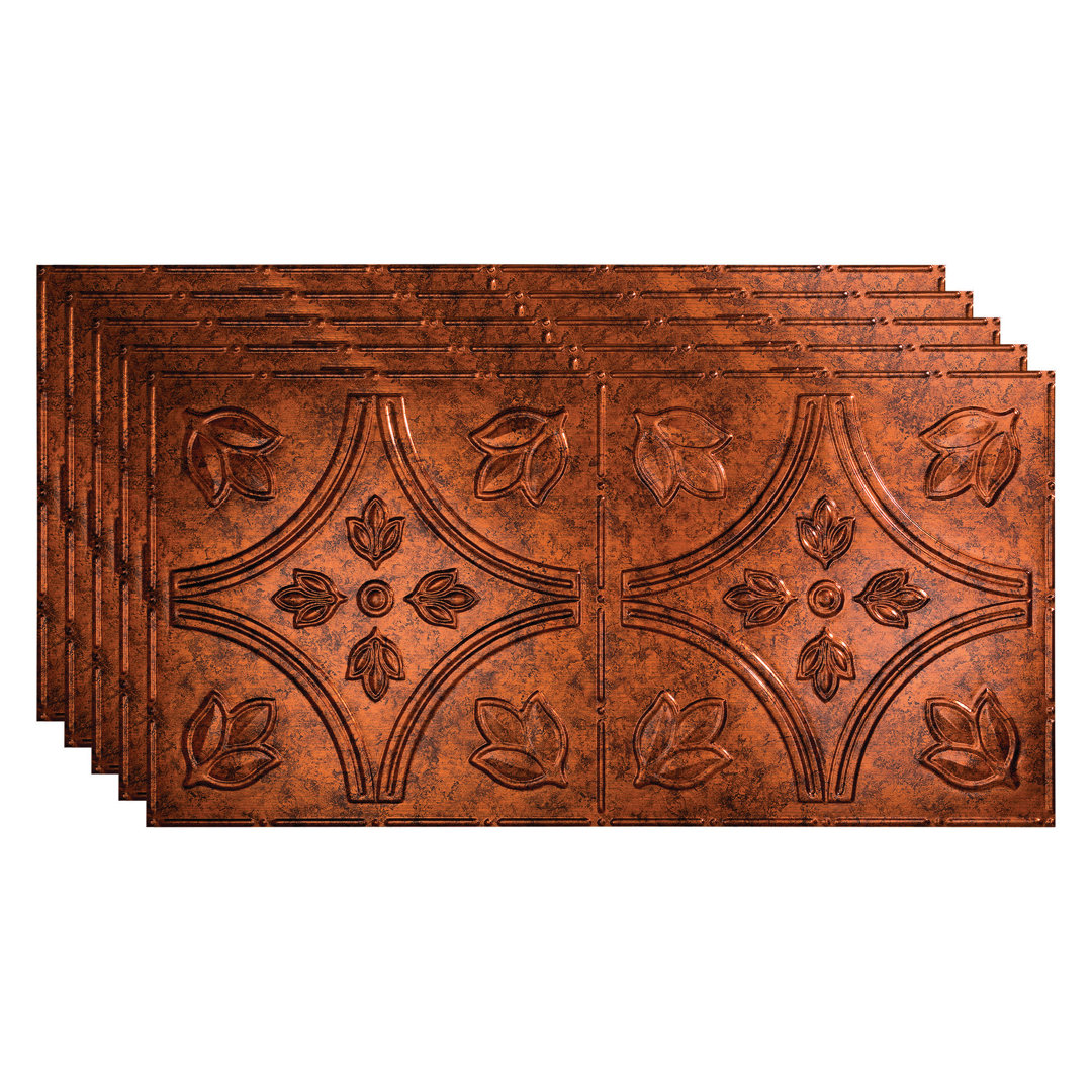 24.375'' L x 48.375'' W Textured Vinyl Glue Up Ceiling Tile (Set of 5) Fasade 