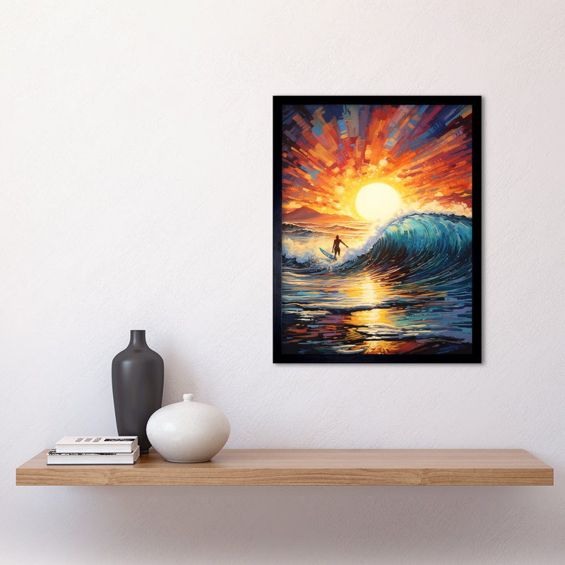Sunset Surf Waves Surfing - Single Picture Frame Print
