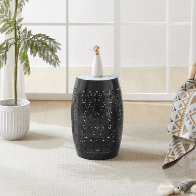 Black 12" Side Table | Enticing Mosaic With Ceramic Tile And Robust Metal Frame Multipurpose For Indoor Outdoor Spaces Such As Patio Plant Table, Balcony Functional Art Snacks Beverages Swiftly