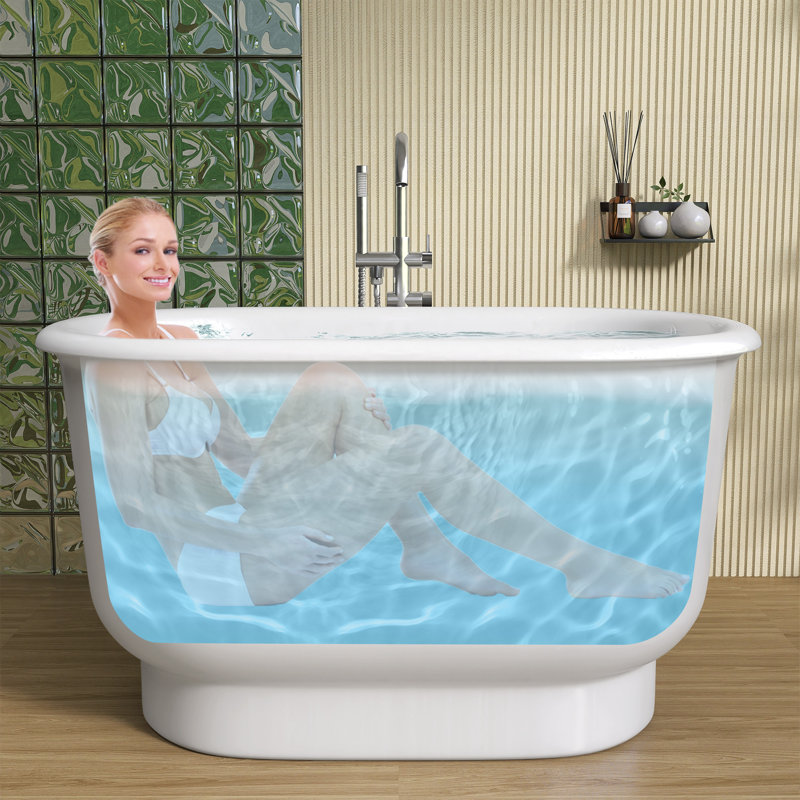Baignoire autoportante blanche contemporaine en acrylique 47 "avec trop-plein et drain 47"