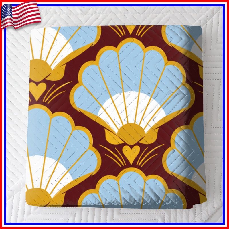 Scallop Shell Pattern Quilted Bedspread All Sizes, Queen