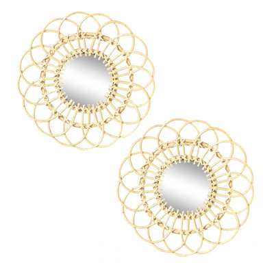 Rattan Flat Mirror Set