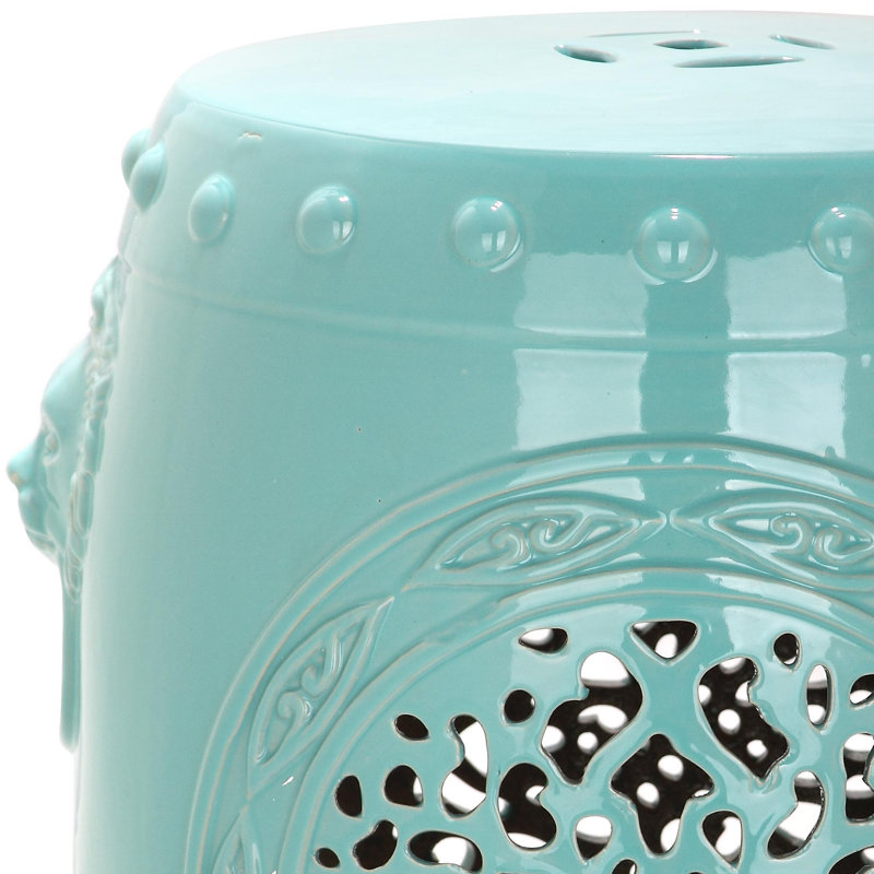 Emberlyn Ceramic Accent Stool, Aqua