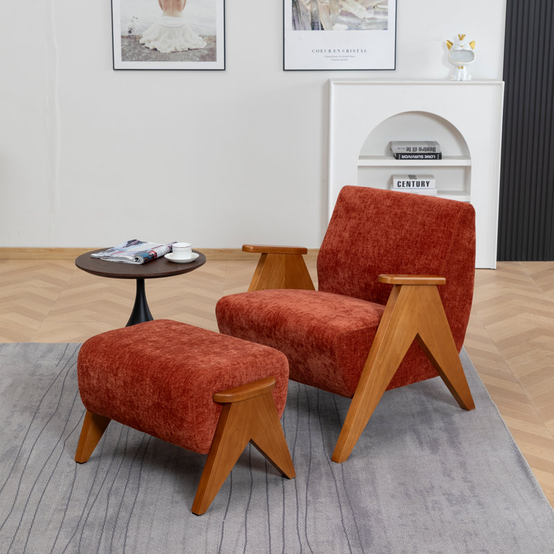 Fauteuil avec repose-pieds Betty, Orange