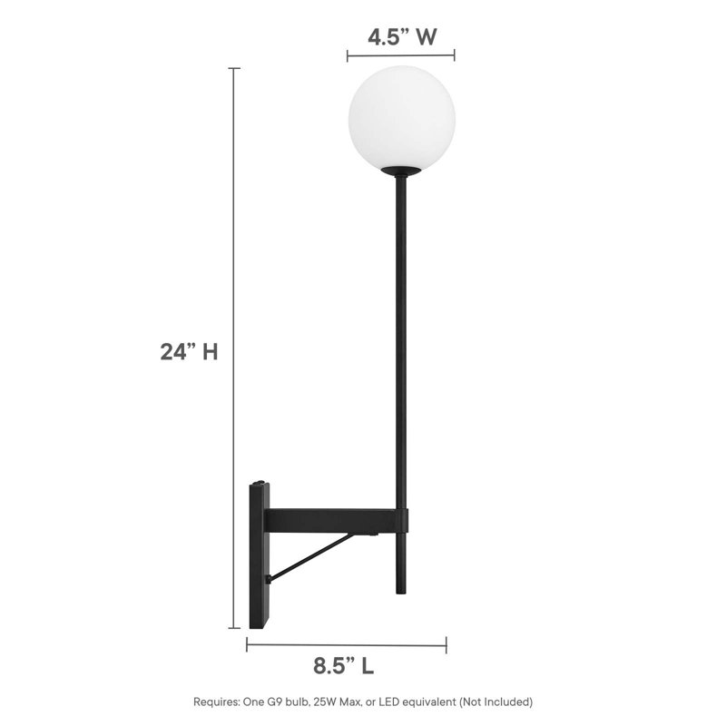 Modway Riva Candle Wall Light, Matte Black
