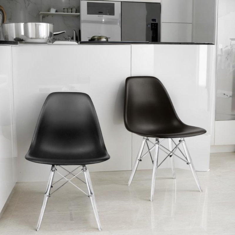 Chaise d'appoint Granados avec base en acrylique, Noir, noir, noir, noir