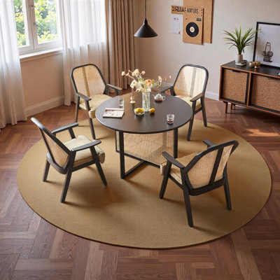 Solid Ash Wood Rattan Round Dining Table