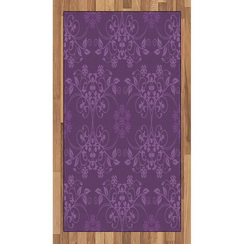 Eggplant High Density Long Fiber Poly Threads Decorative Area Rug Carpet, Rectangle 2'7" x 5'