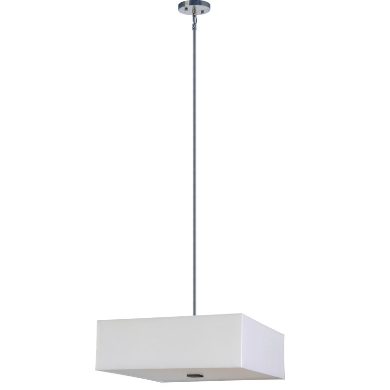 Lustre rectangulaire / carré unique à 3 lumières Olivo, Blanc immaculé