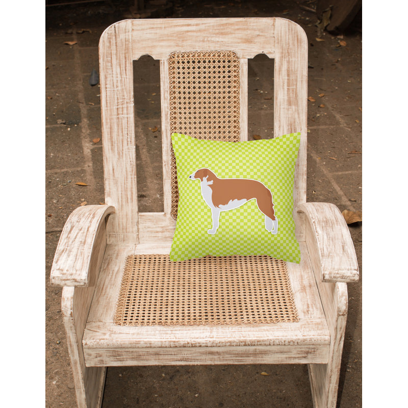 Coussin décoratif intérieur/extérieur carré barzoï, H 14 po x l 14 po x P 3 po, Vert