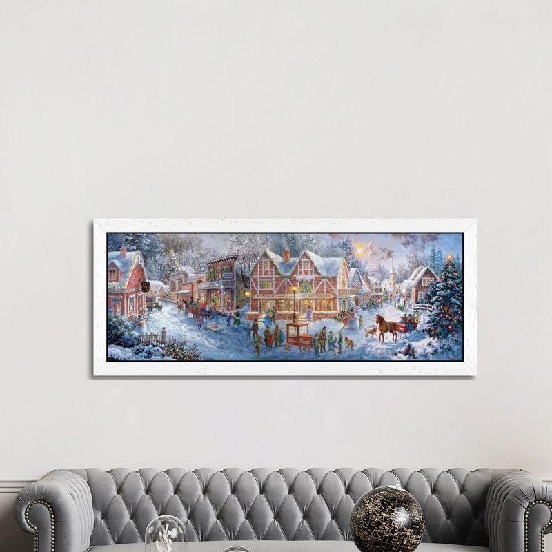 Getting Ready For Christmas by Nicky Boehme - Panoramic Painting on Canvas, 121.92 cm H x 40.64 cm W, White Framed
