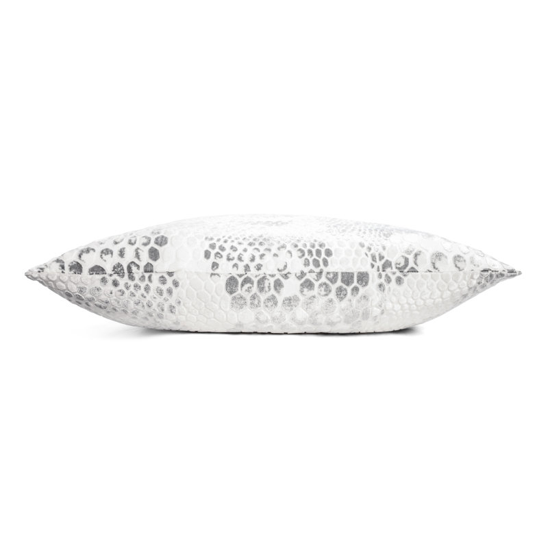 Snakeskin Square Velvet Pillow Cover & Insert, 22"H x 22"W, White
