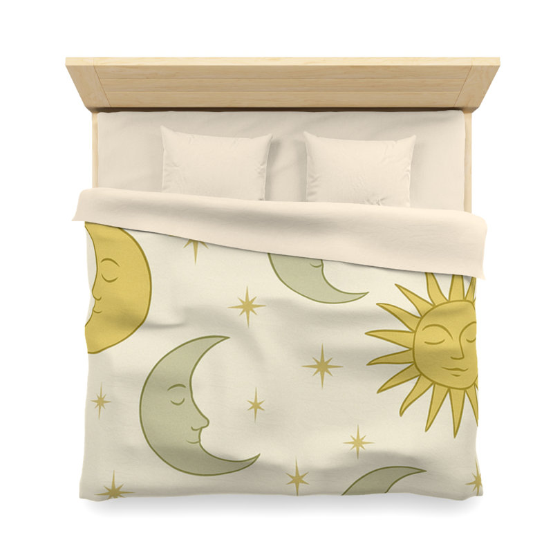 Microfiber Duvet Cover Boho Style, Design 53, Cream, King Duvet Cover