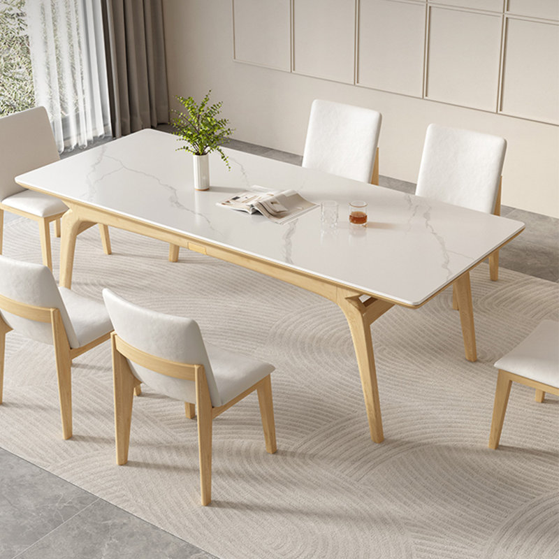Nordic minimalist rectangular dining table set, 29.5"H x 70.8"L x 35.4"W
