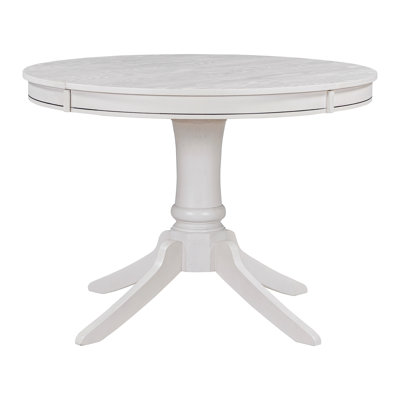 Elegant Extendable Wood Dining Table Set With 4 Antique White Chairs, Farmhouse Style