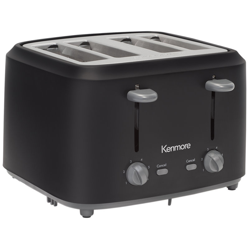 Kenmore 4 Slice Toaster, Matte Black and Grey, Dual Controls