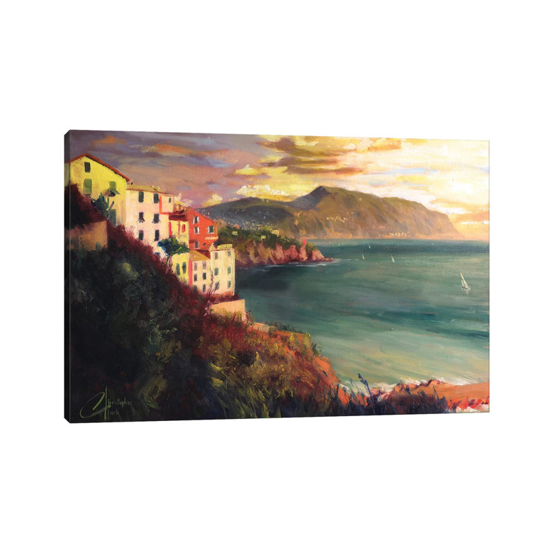 «The West Coast of Italy» par Christopher Clark, reproduction d'art, H 26 po x l 40 po x P 1,5 po, Toile tendue