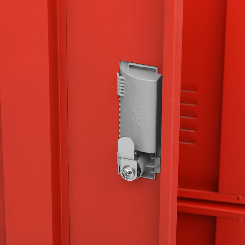 Locker Cabinet - Light Grey 35.4”X17.7”X36.4” Steel Storage Unit, Adjustable Shelves, Secure Locking Design, Red