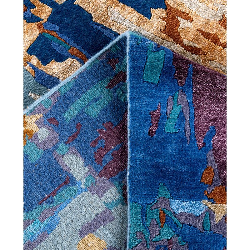 Overdyed One-of-a-Kind Rectangle 9'2" X 12'2" Hand Knotted Area Rug