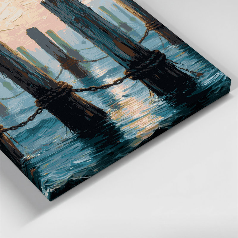 Art mural sur toile, "Nautical Dock pilings", H 16 po x l 16 po